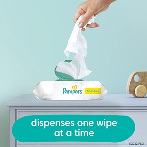 Pampers Sensitive Baby Wipes, Water Based, Hypoallergenic and Unscented, 8 Fip-Top Packs, 4 Refill Packs (1008 Wipes Total)