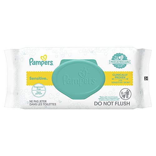 Pampers Sensitive Baby Wipes, Water Based, Hypoallergenic and Unscented, 8 Fip-Top Packs, 4 Refill Packs (1008 Wipes Total)