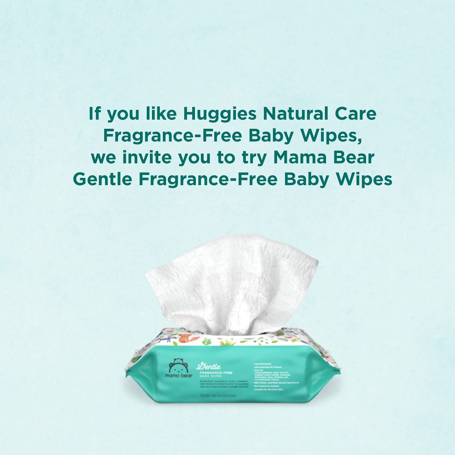 Mama Bear Gentle Fragrance Free Baby Wipes, Hypoallergenic, 800 Count (8 Packs of 100)