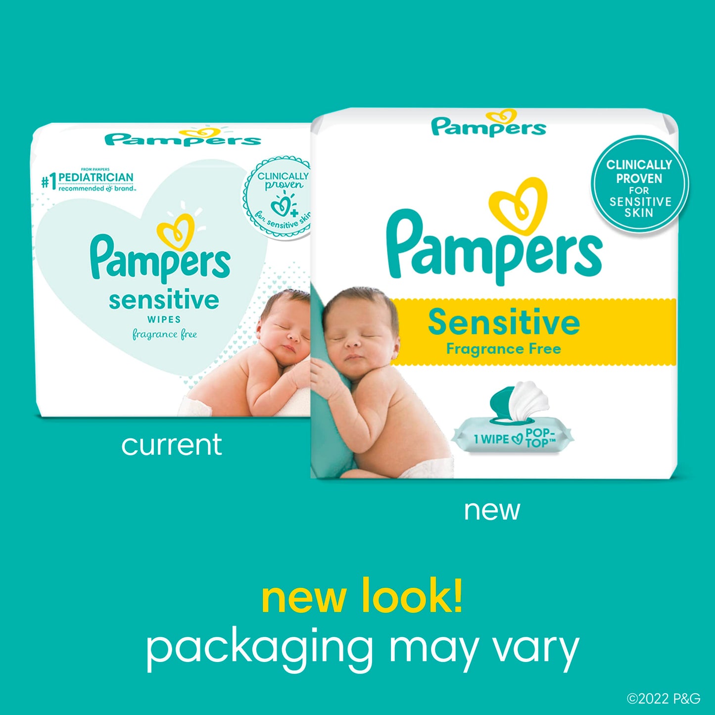 Pampers Sensitive Baby Wipes, Water Based, Hypoallergenic and Unscented, 8 Fip-Top Packs, 4 Refill Packs (1008 Wipes Total)