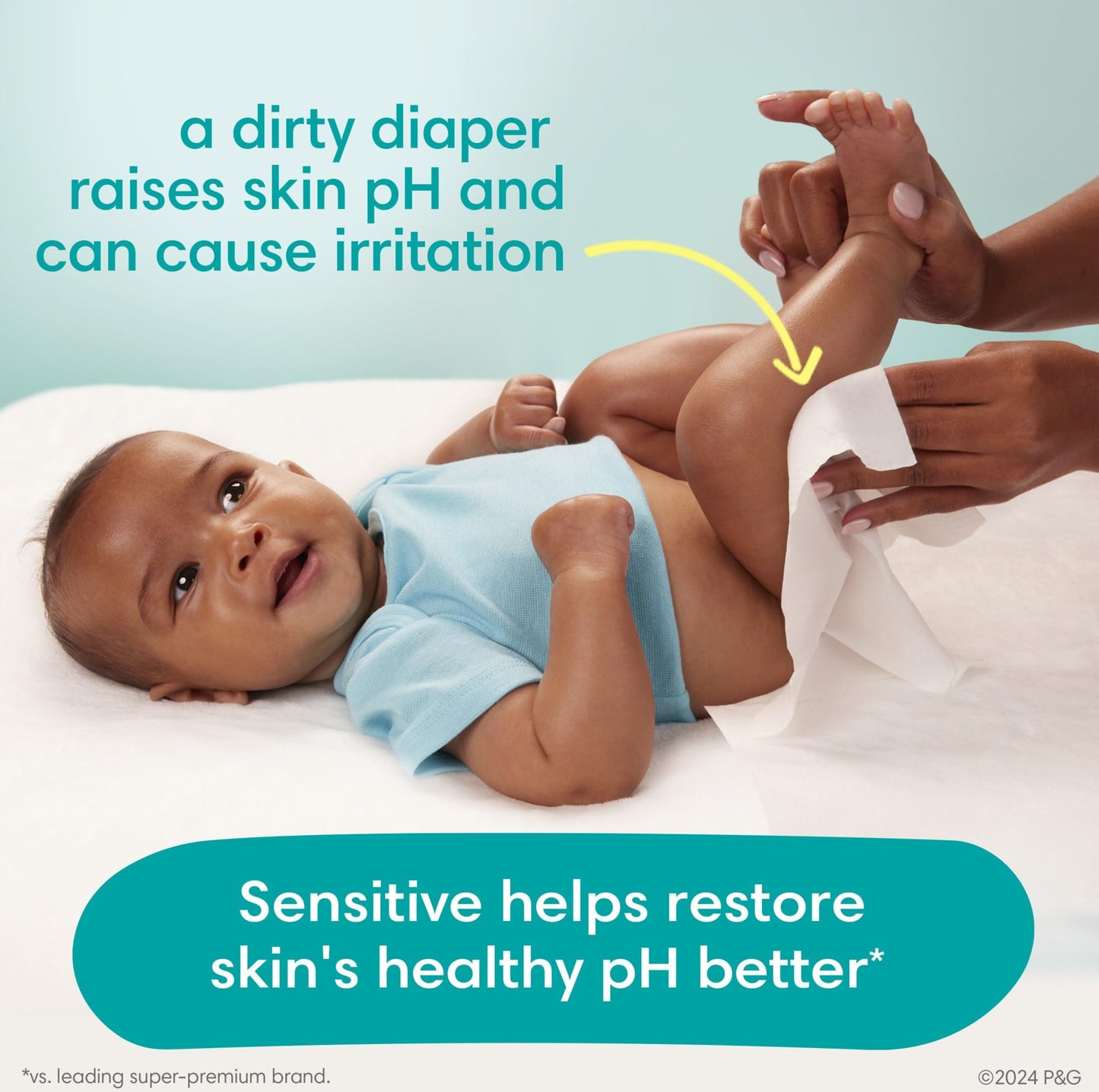 Pampers Sensitive Baby Wipes, Water Based, Hypoallergenic and Unscented, 8 Fip-Top Packs, 4 Refill Packs (1008 Wipes Total)