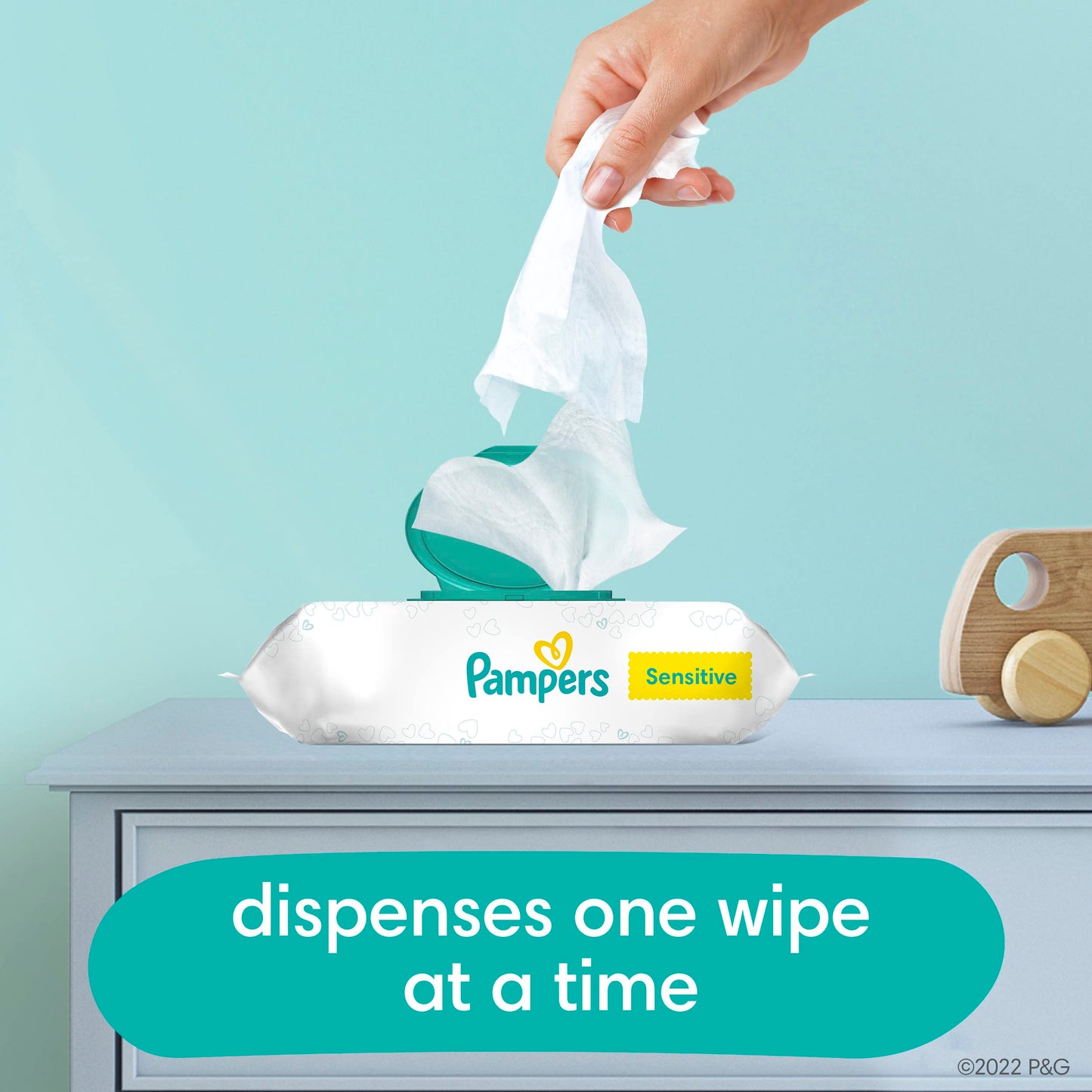 Pampers Sensitive Baby Wipes, Water Based, Hypoallergenic and Unscented, 8 Fip-Top Packs, 4 Refill Packs (1008 Wipes Total)