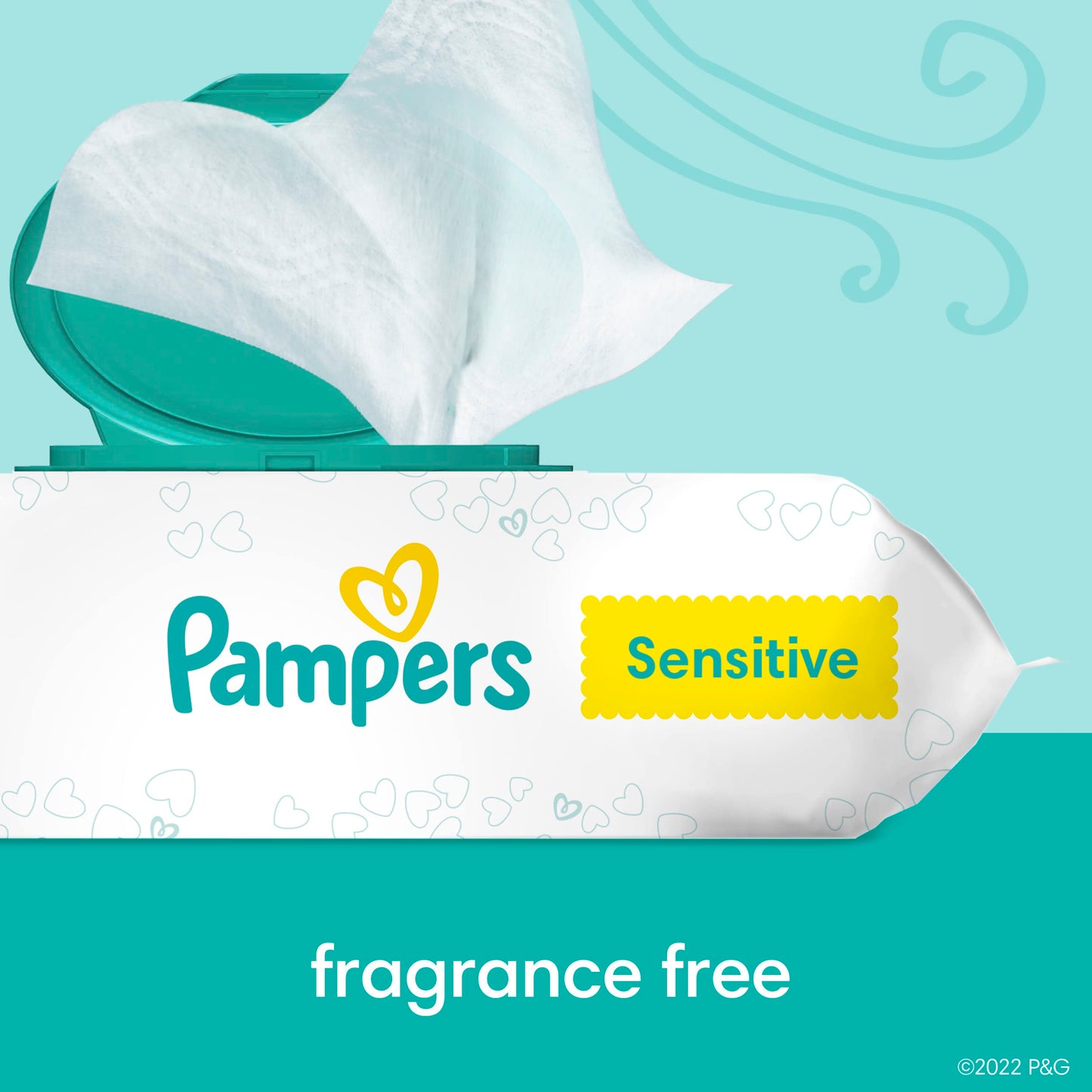 Pampers Sensitive Baby Wipes, Water Based, Hypoallergenic and Unscented, 8 Fip-Top Packs, 4 Refill Packs (1008 Wipes Total)