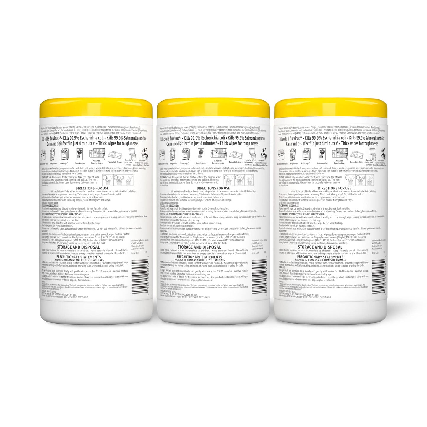 Basics Disinfecting Wipes, Lemon & Fresh Scent, Sanitizes/Cleans/Disinfects/Deodorizes, 340 Count (4 Packs of 85)