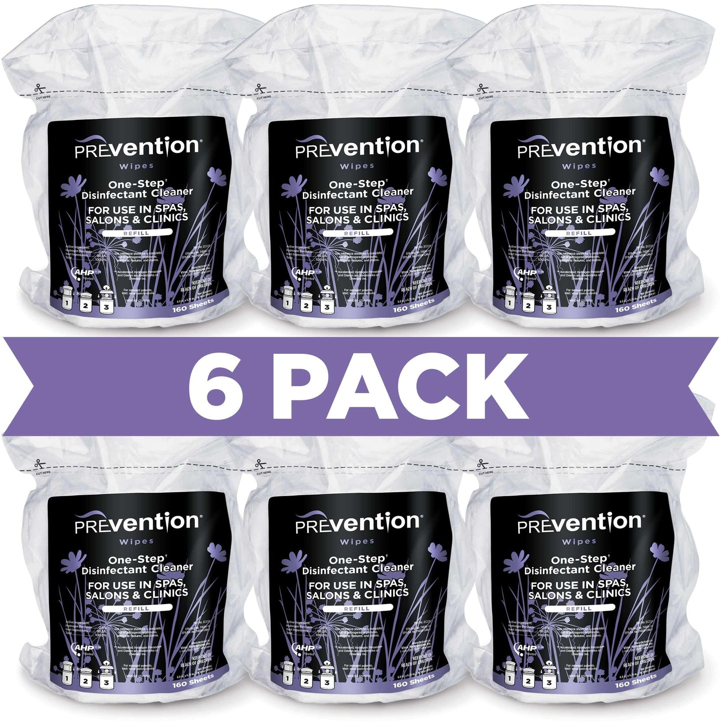 Prevention All Purpose Cleaner Wipes – One-Step Wipes for Salons, Spas, Clinics, Tanning Bed Cleaner Surface Sanitizing Wipes – 160 Count per Canister, Pack of 12