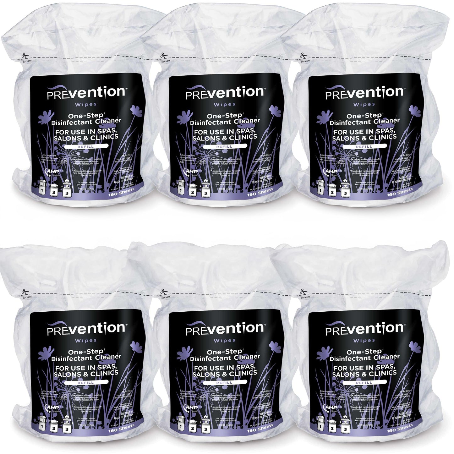 Prevention All Purpose Cleaner Wipes – One-Step Wipes for Salons, Spas, Clinics, Tanning Bed Cleaner Surface Sanitizing Wipes – 160 Count per Canister, Pack of 12