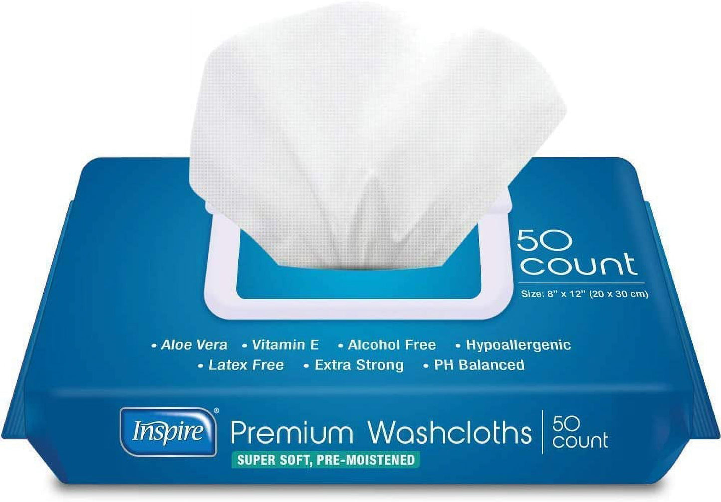 Inspire Adult Wet Wipes, Adult Wash Cloths Extra Large, Adult Wipes for Incontinence & Cleansing, 8"x12", 200 ct
