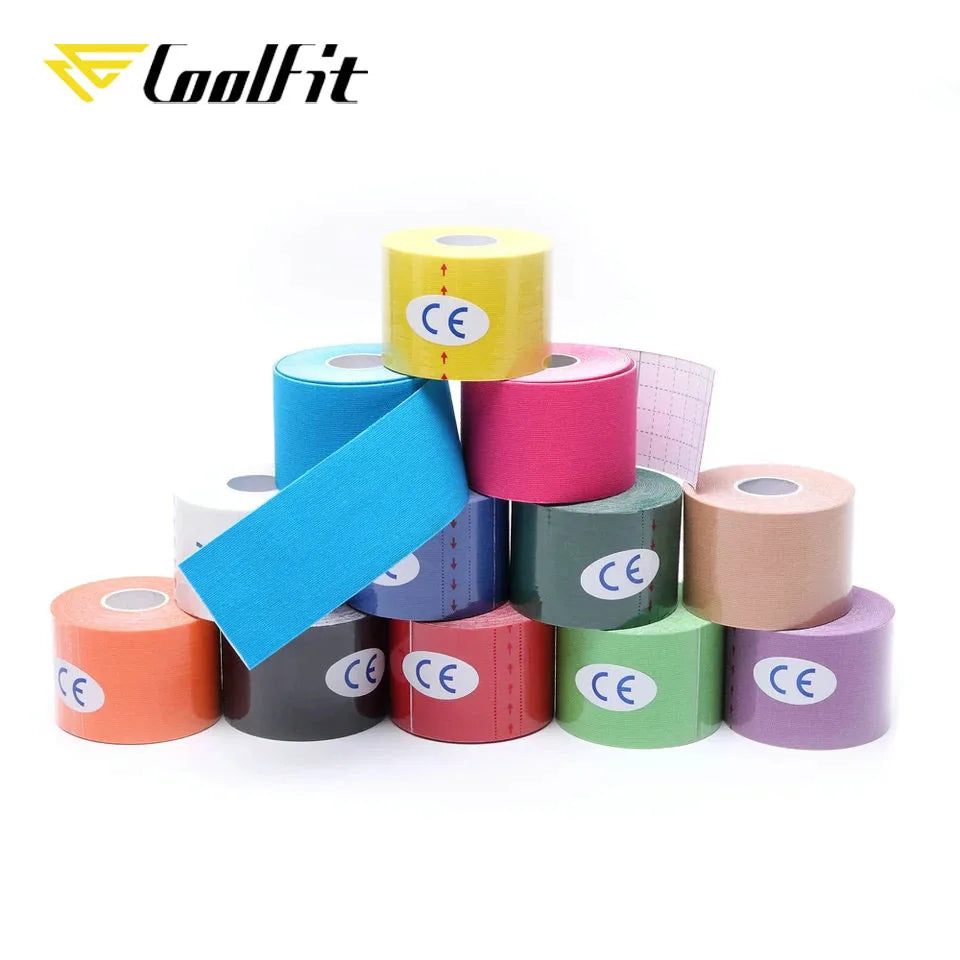 CoolFit 5 Size Kinesiology Tape Athletic Recovery Self Adherent Wrap Taping Medical Muscle Pain Relief Knee Pads Protector