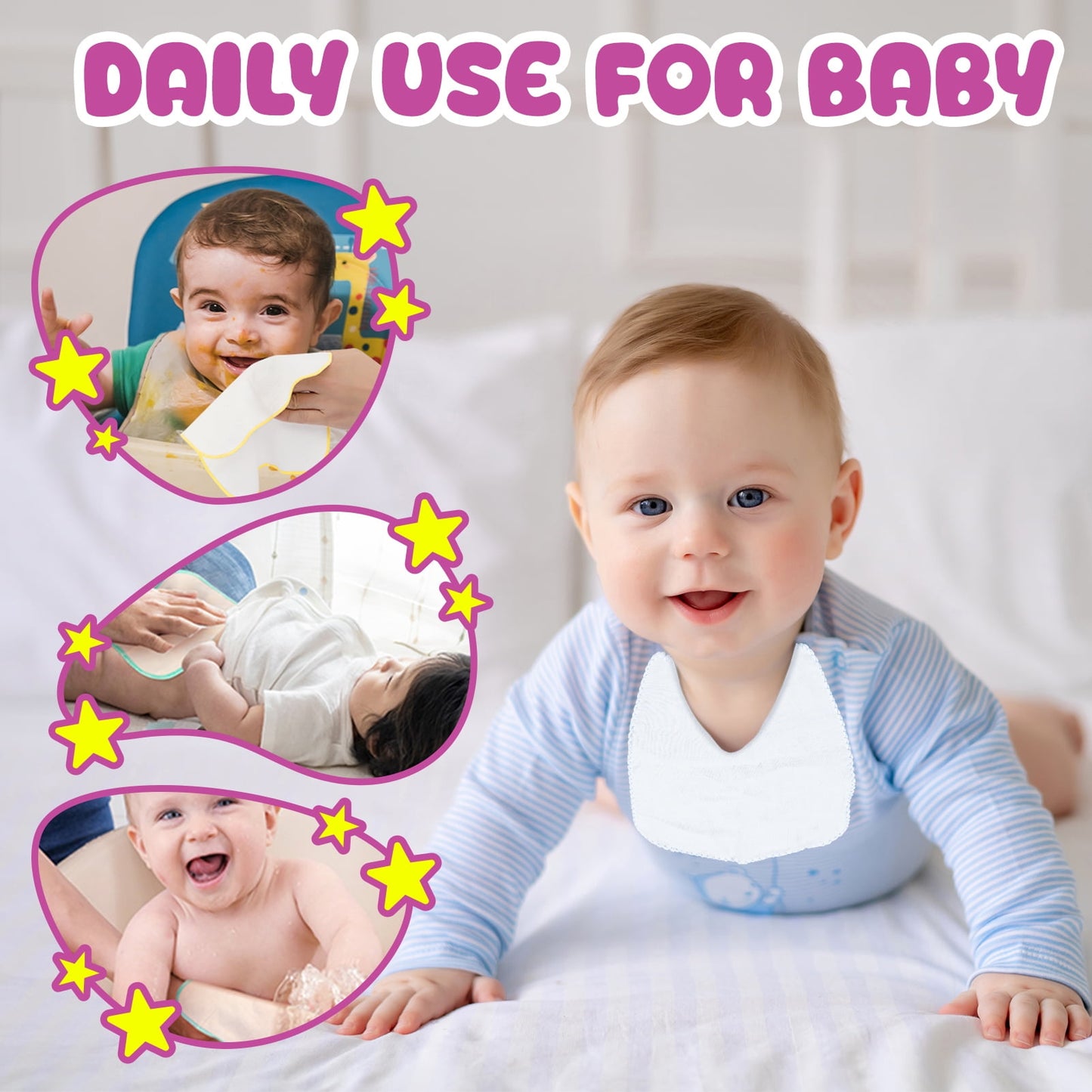 64 Pack Flannel Cloth Baby Wipes with Dispenser, Reusable, Skin-friendly, Washable Baby Wipes, Essential for Cloth Diapers