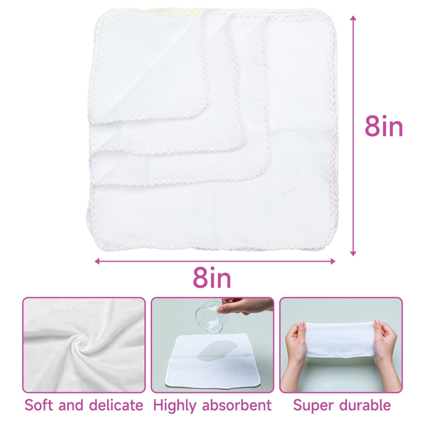 64 Pack Flannel Cloth Baby Wipes with Dispenser, Reusable, Skin-friendly, Washable Baby Wipes, Essential for Cloth Diapers
