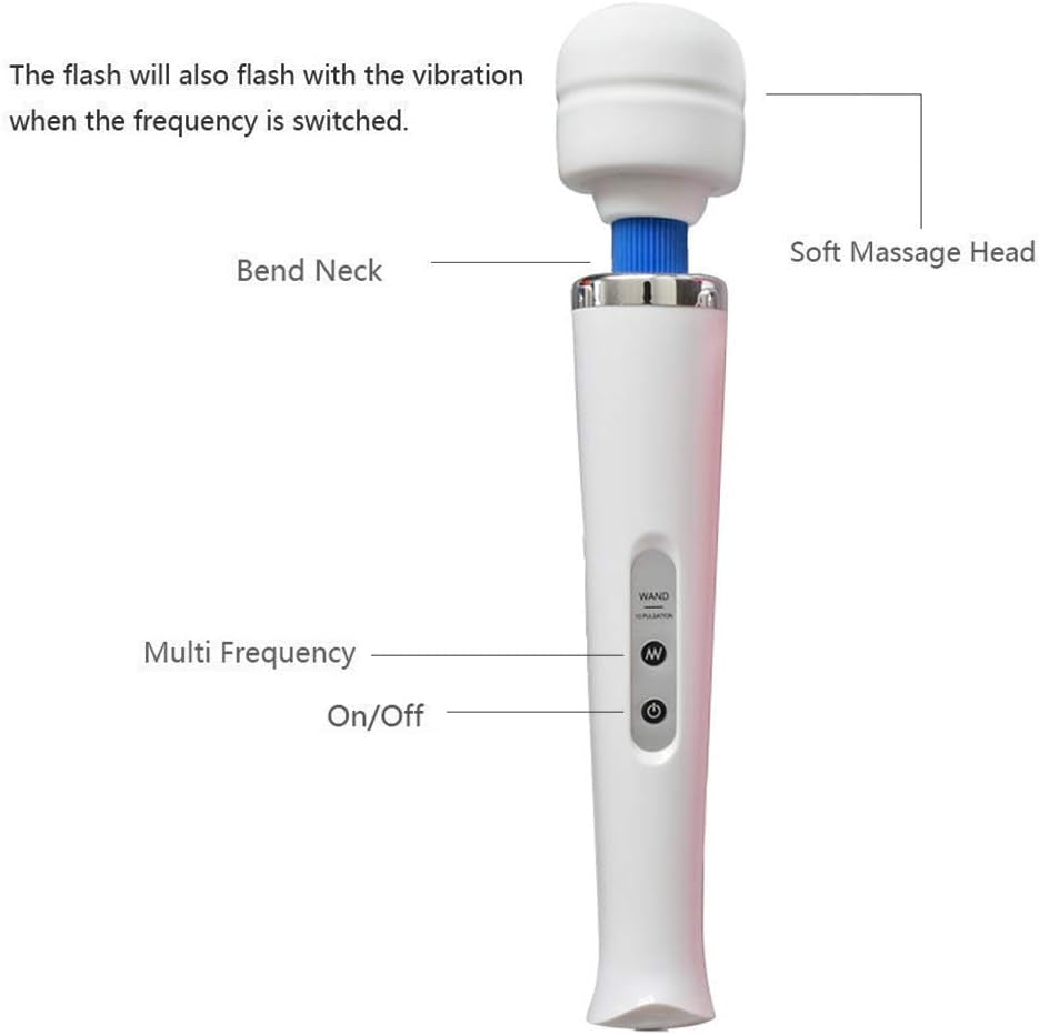 Upgrade Cordless Back Massager Large Powerful with 10 Speeds Body Massager,Usb Rechargeable Migic Handheld Massager. (White)