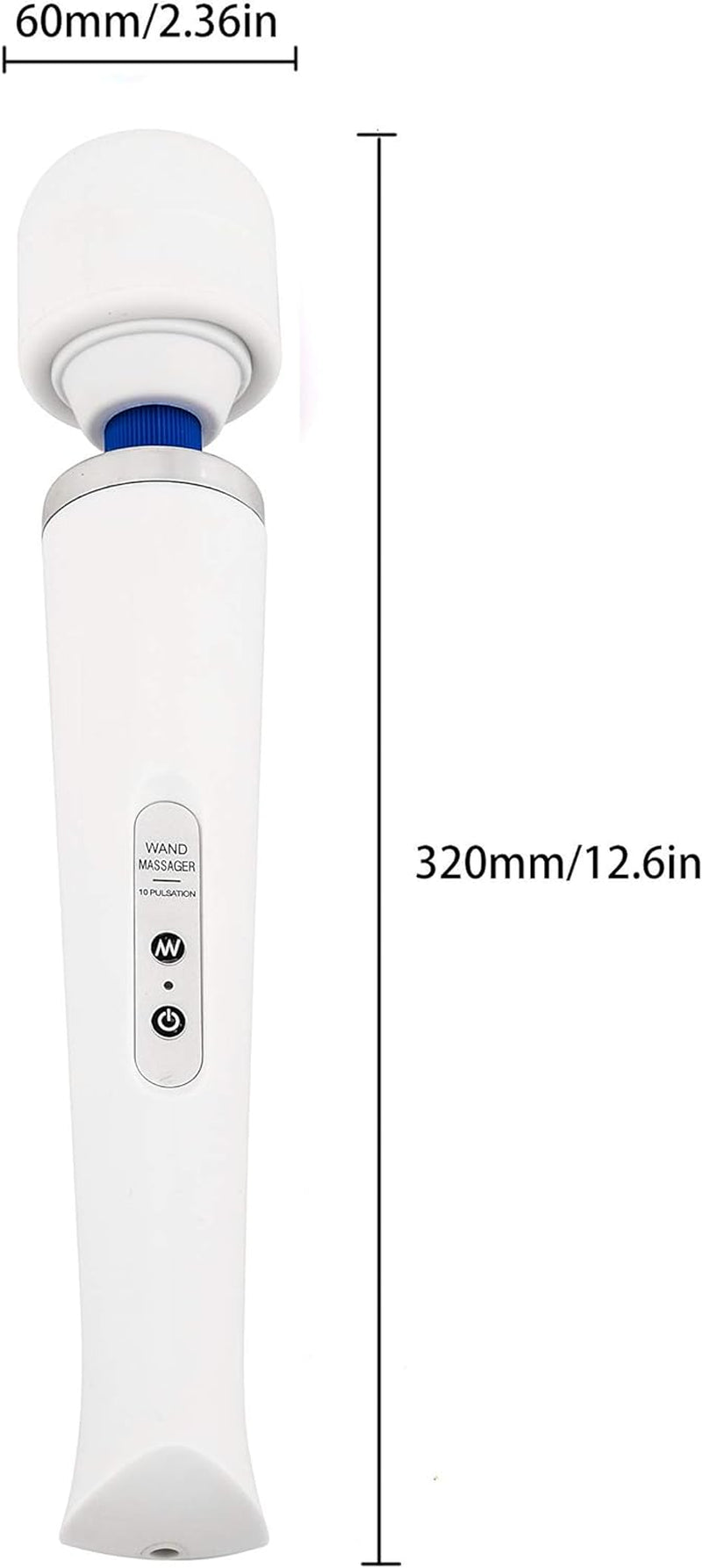 Upgrade Cordless Back Massager Large Powerful with 10 Speeds Body Massager,Usb Rechargeable Migic Handheld Massager. (White)