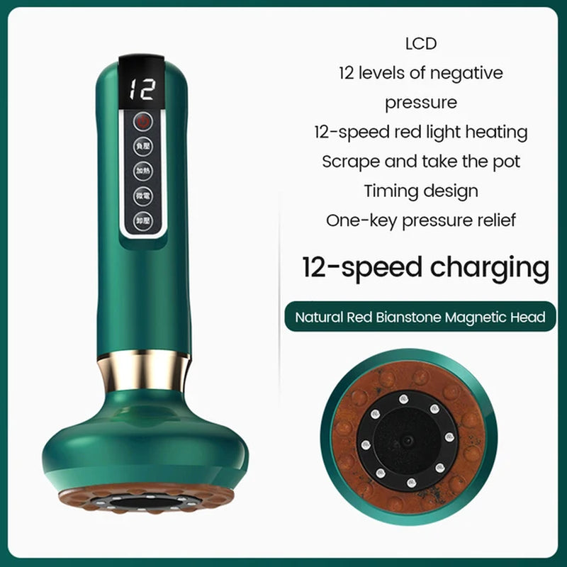 Intelligent Bianstone Cupping Device Negative Pressure Dredging Meridian Suction Cups Body Skin Care Back Gua Sha Massage Tool