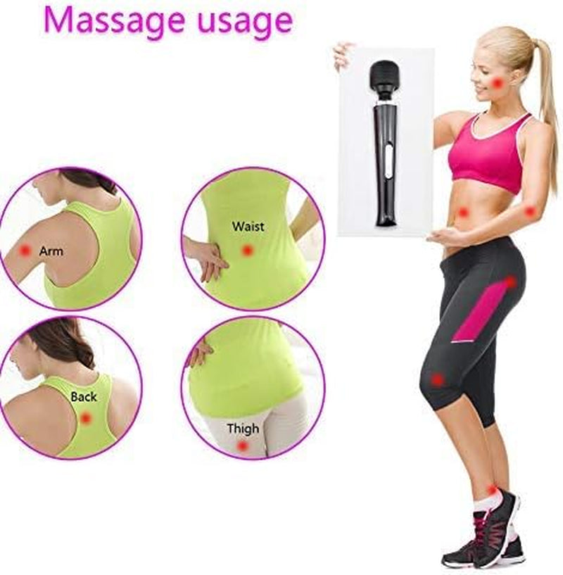 Upgrade Cordless Back Massager Large Powerful with 10 Speeds Body Massager,Usb Rechargeable Migic Handheld Massager. (White)