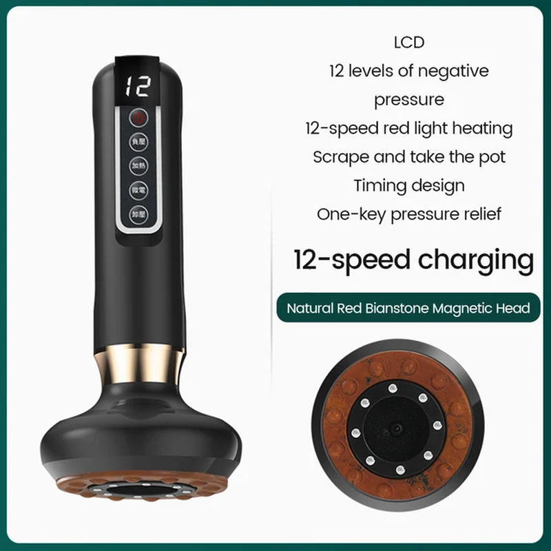 Intelligent Bianstone Cupping Device Negative Pressure Dredging Meridian Suction Cups Body Skin Care Back Gua Sha Massage Tool