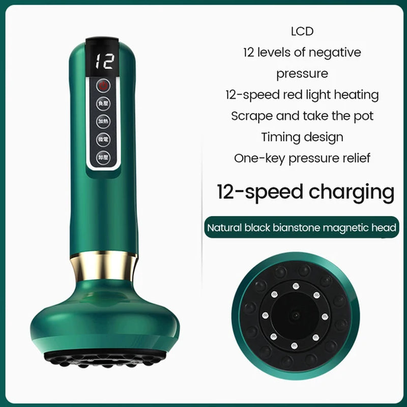 Intelligent Bianstone Cupping Device Negative Pressure Dredging Meridian Suction Cups Body Skin Care Back Gua Sha Massage Tool