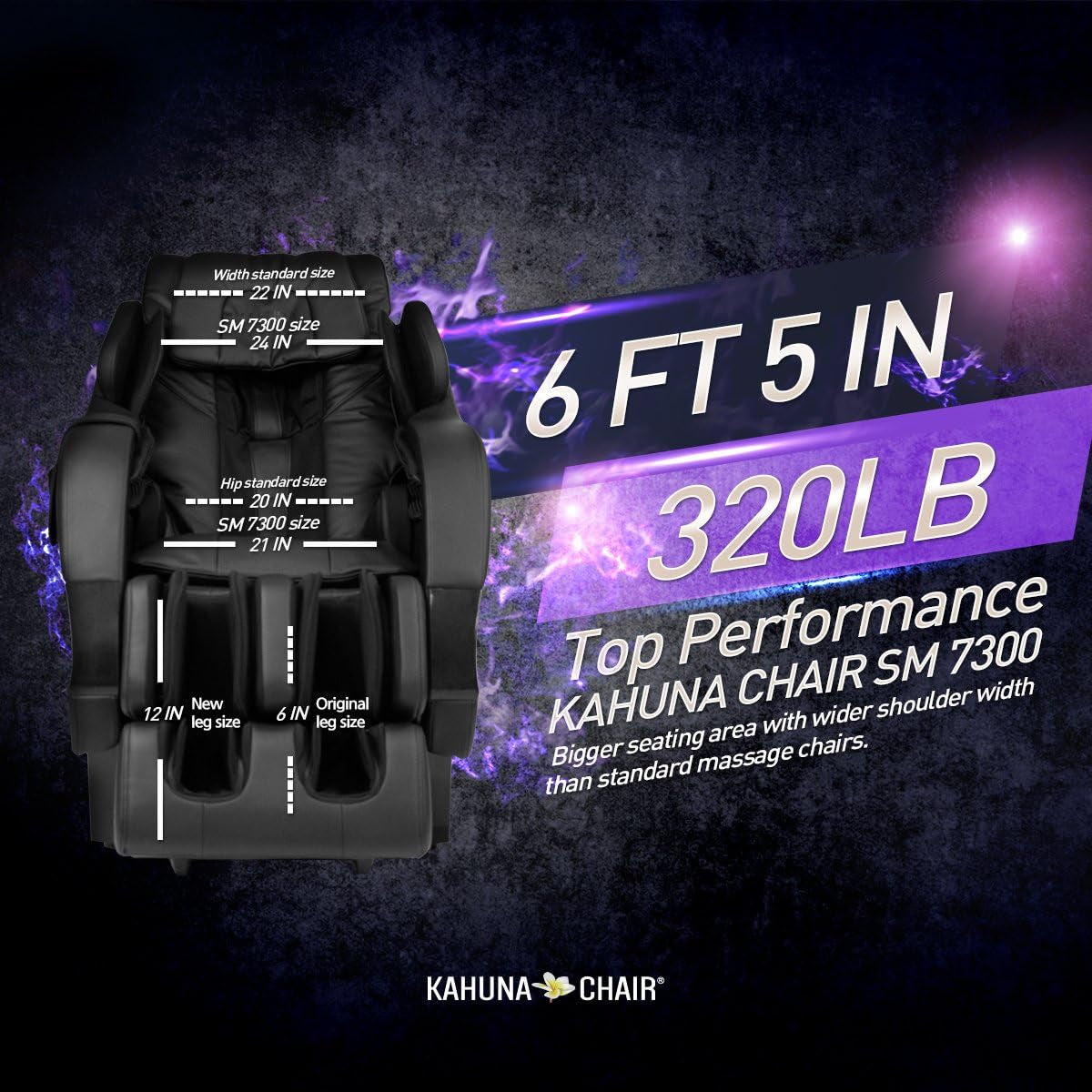 Kahuna Superior Massage Chair with Sl-Track Rollers - Sm-7300(Black) - Top Performance with Sl-Track 6 Rollers for the Best Relaxing Massage Chairs Experience.