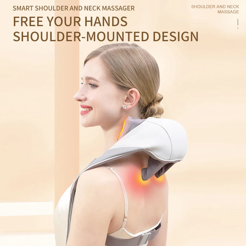 Shiatsu Neck and Back Massager with Soothing Heat Wireless Electric Deep Tissue 5D Kneading Massage Pillow Shoulder Leg Body