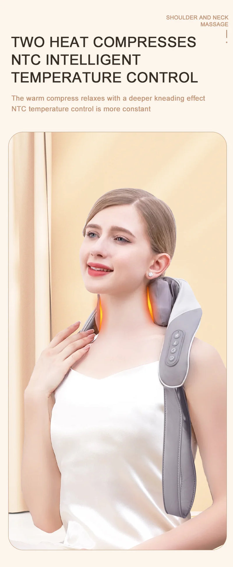 Shiatsu Neck and Back Massager with Soothing Heat Wireless Electric Deep Tissue 5D Kneading Massage Pillow Shoulder Leg Body