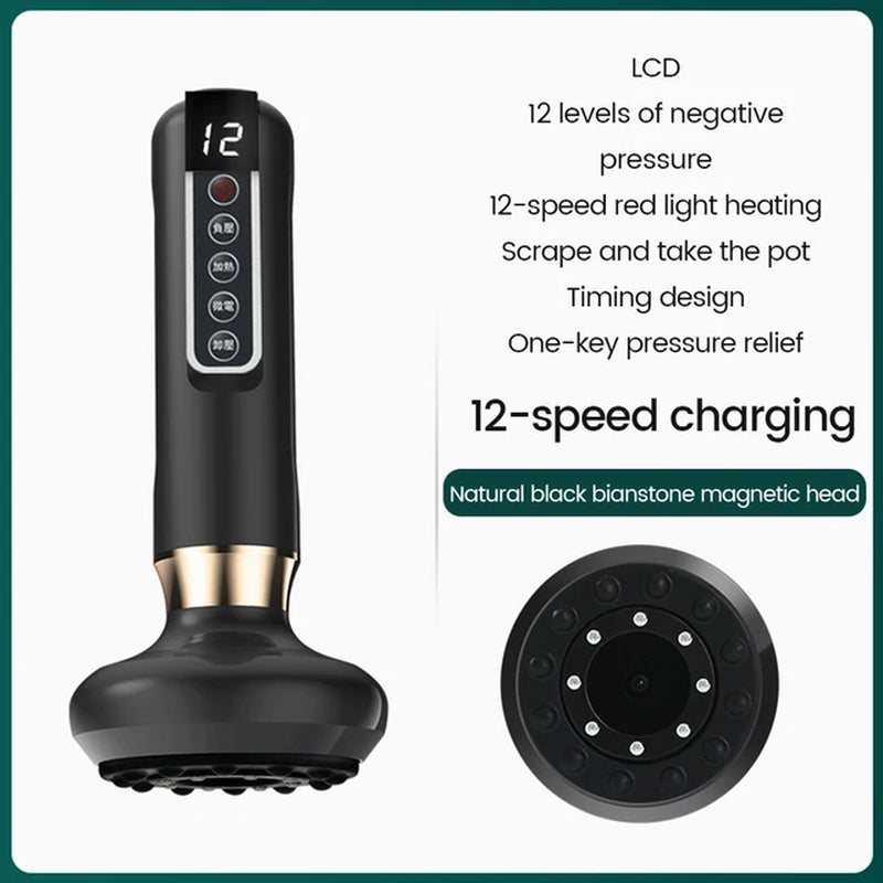 Intelligent Bianstone Cupping Device Negative Pressure Dredging Meridian Suction Cups Body Skin Care Back Gua Sha Massage Tool