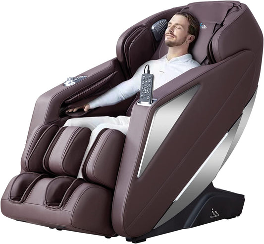 2022 Massage Chair Recliner, Zero Gravity Full Body Yoga Stretching with Intelligent Voice Control, Spine Massage Therapy, Full Body Recliner with SL Track, Bluetooth (Brown) 1