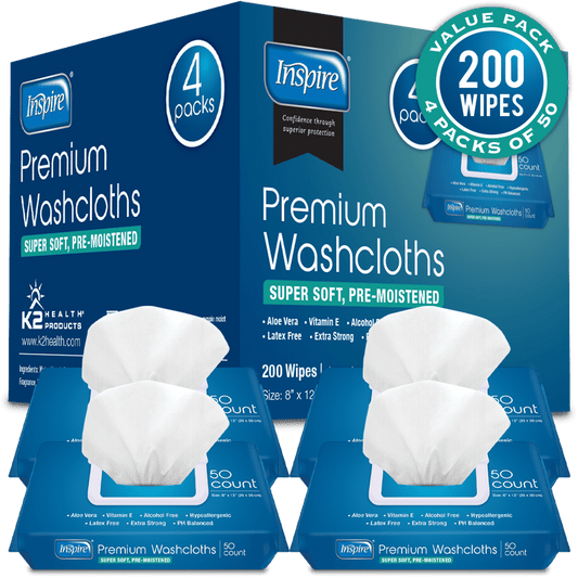 Inspire Adult Wet Wipes, Adult Wash Cloths Extra Large, Adult Wipes for Incontinence & Cleansing, 8"x12", 200 ct